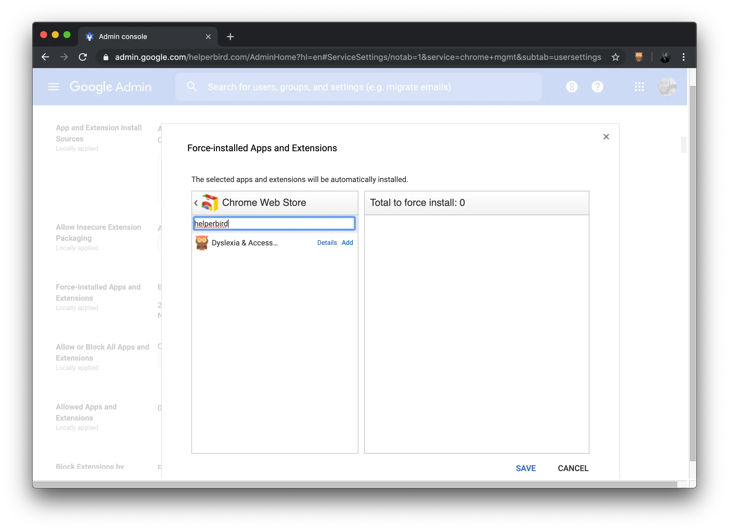 Step six of how to install Helperbird on G Suite