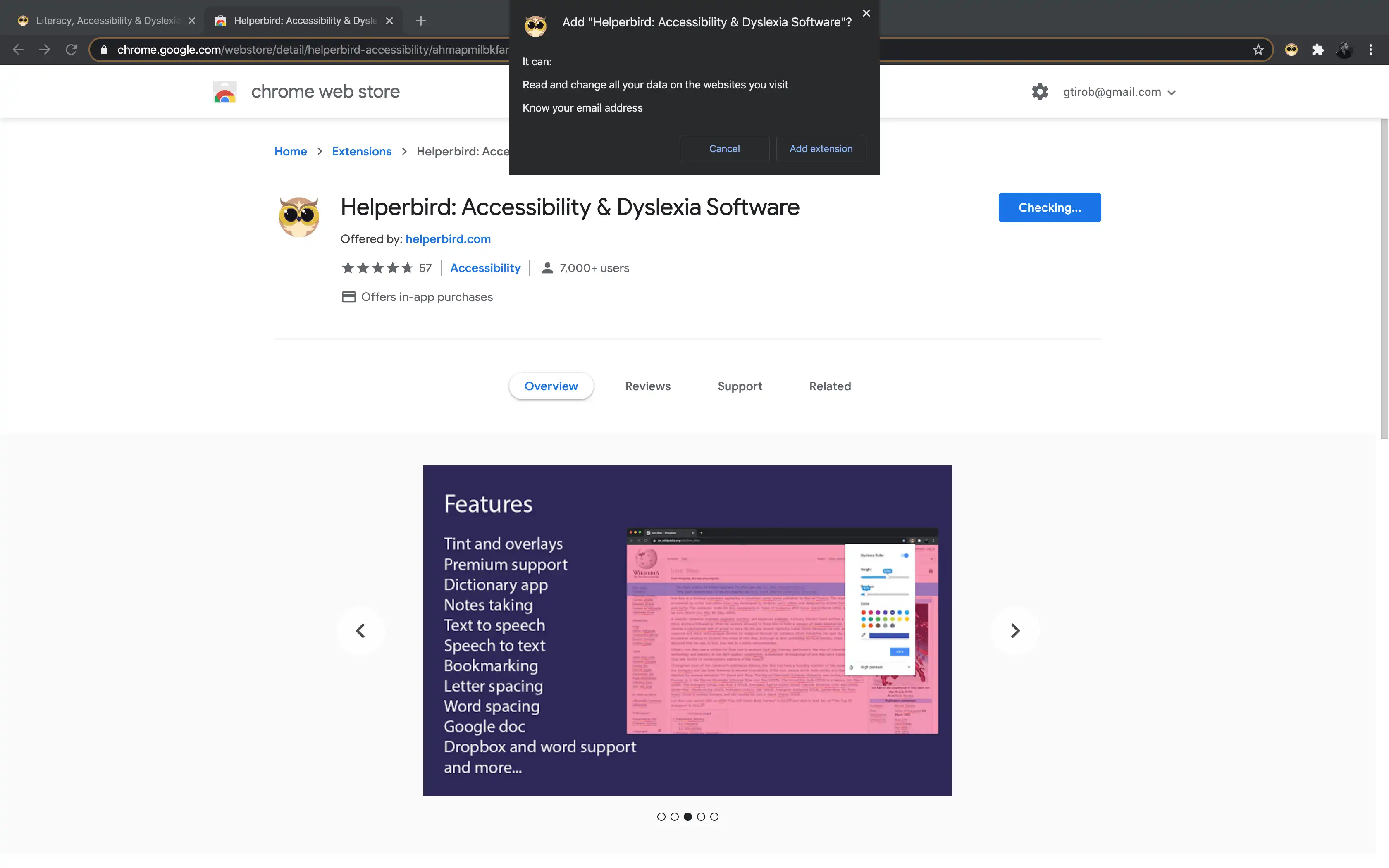 Step four of how to install Helperbird on G Suite