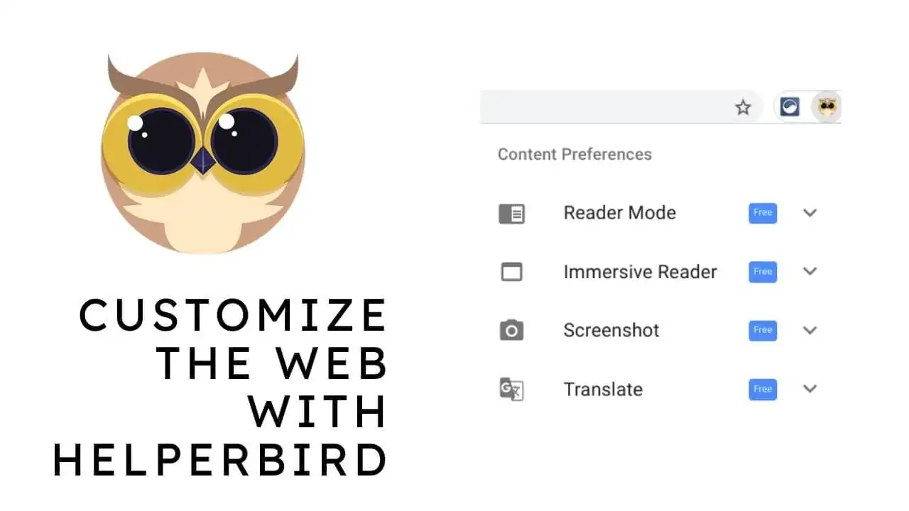 Screenshot of Helperbird in use.
