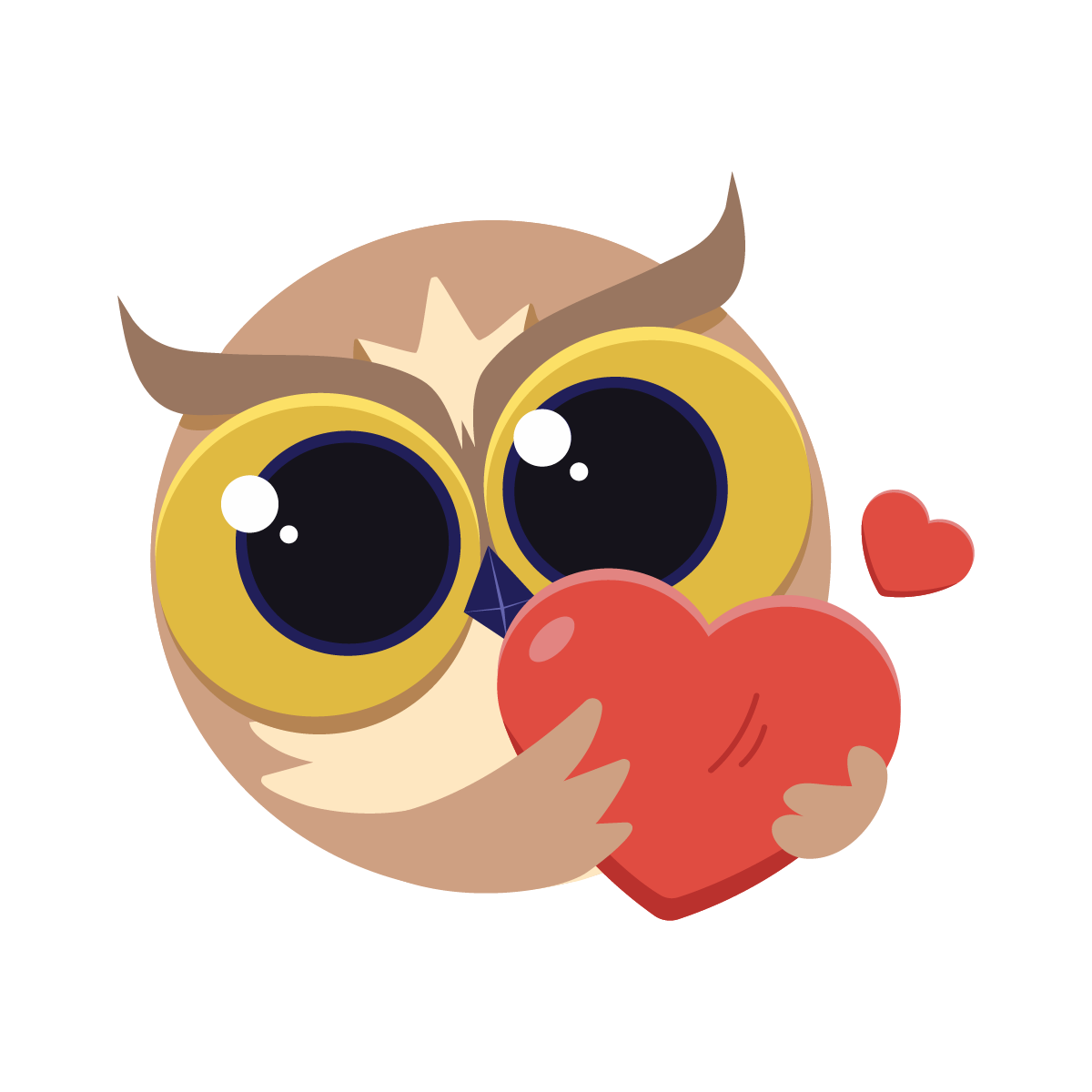 Owlie hugging a heart