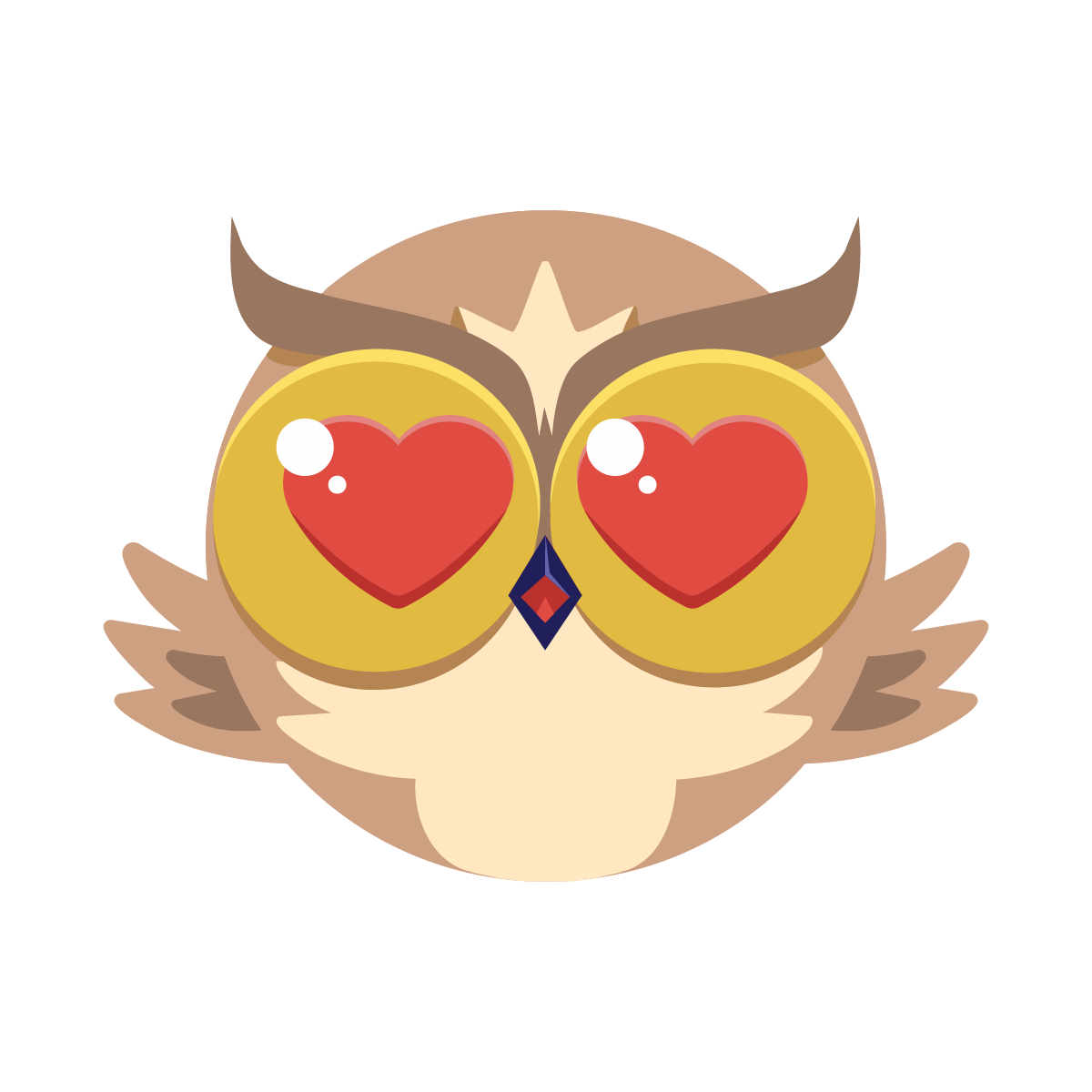Owlie with heart eyes