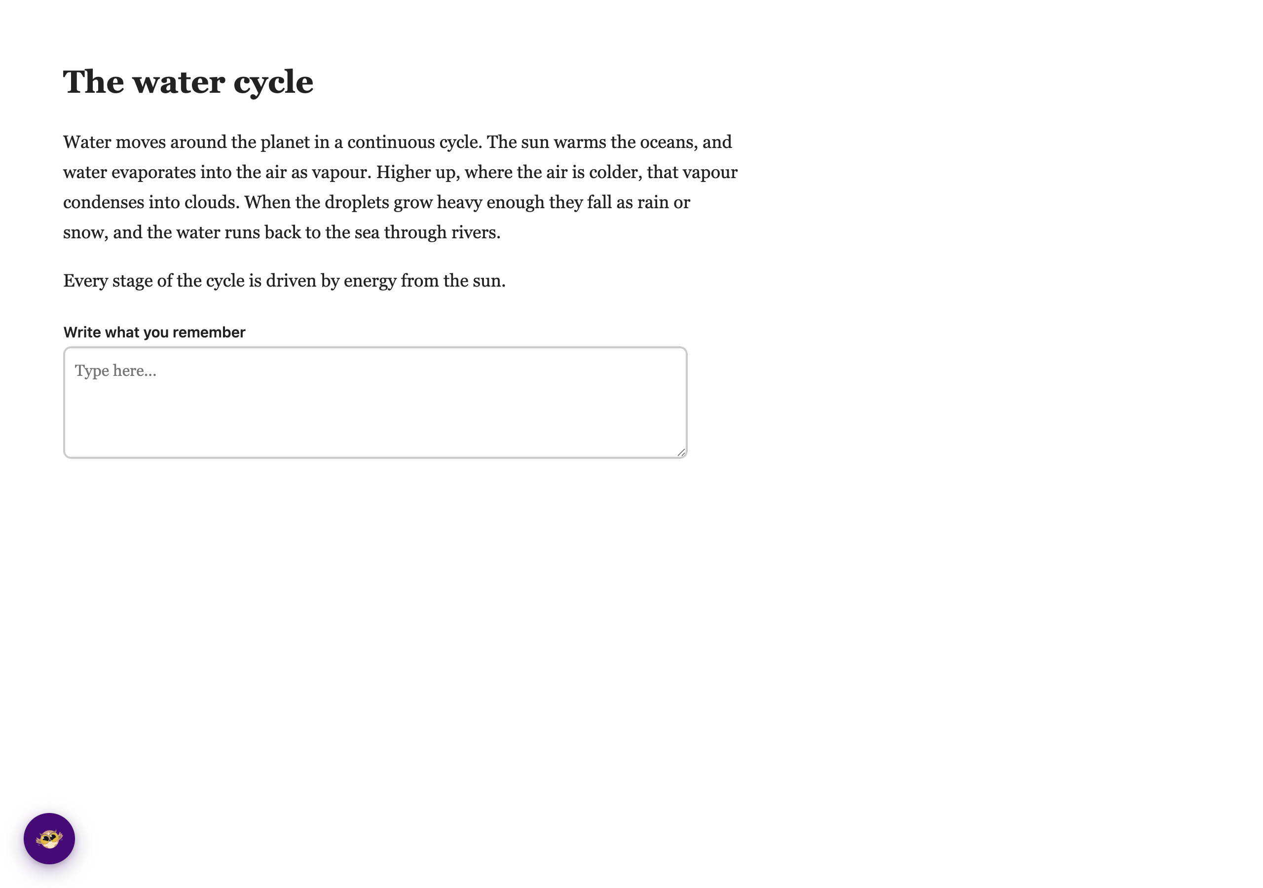 The Helperbird floating toolbar sitting closed in the corner of a web page, as a single round button