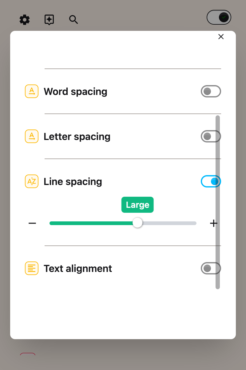 The Line spacing slider moved to 106.0