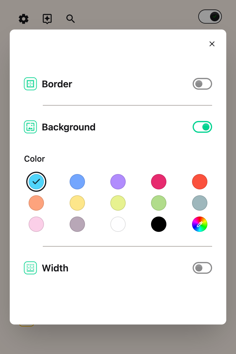The Background toggle switched on in the Helperbird popup