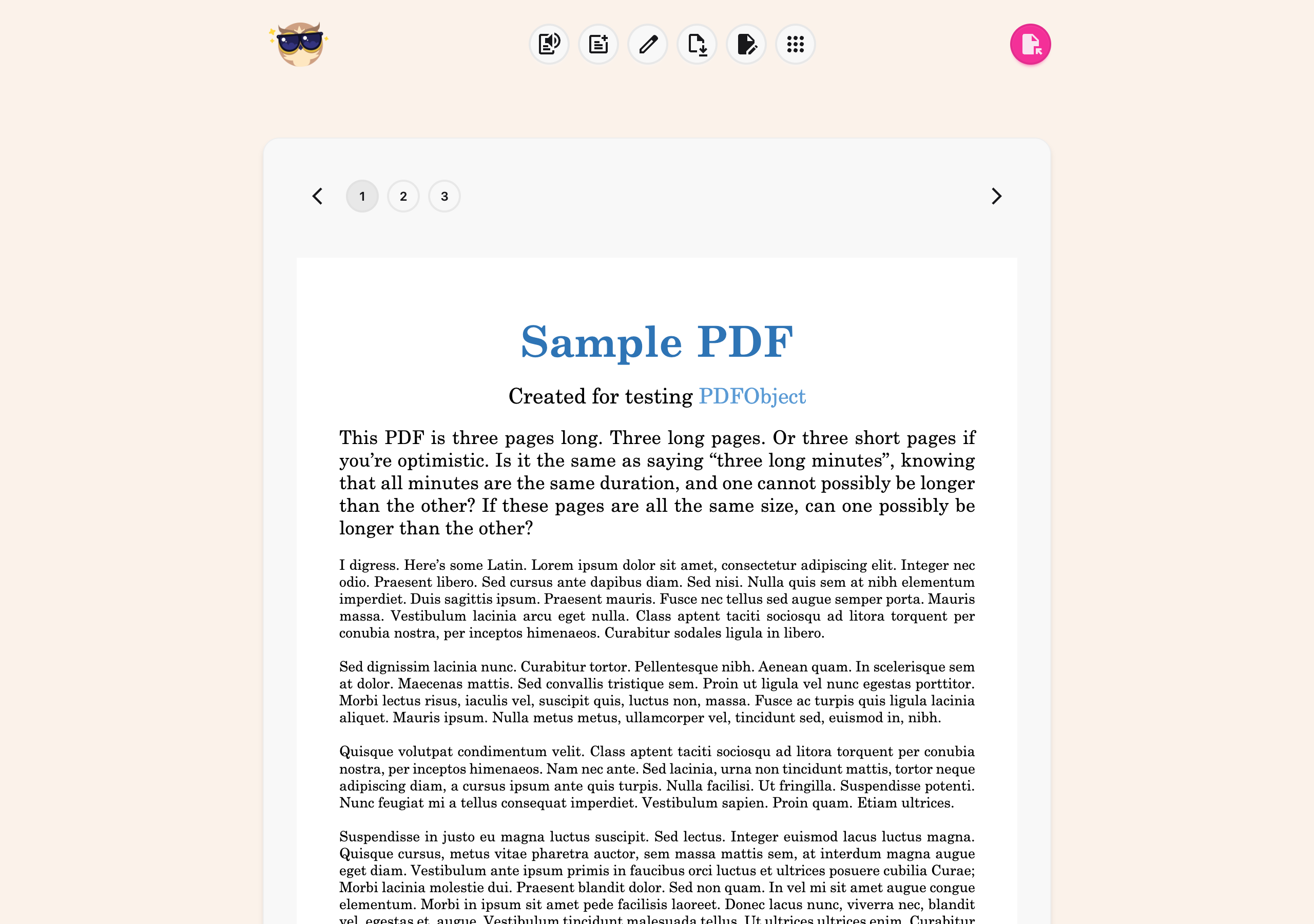 The Helperbird PDF Tool toolbar, with Text to Speech, Add Textbox, Draw, Download and Notepad