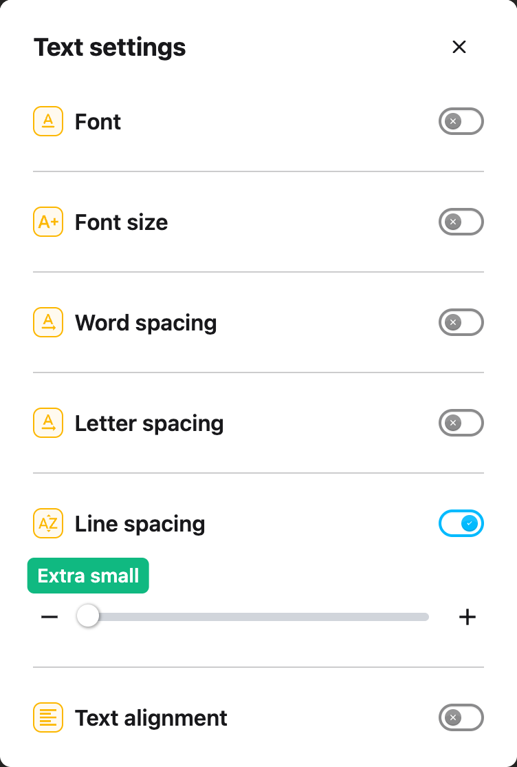 Text settings with Line spacing enabled