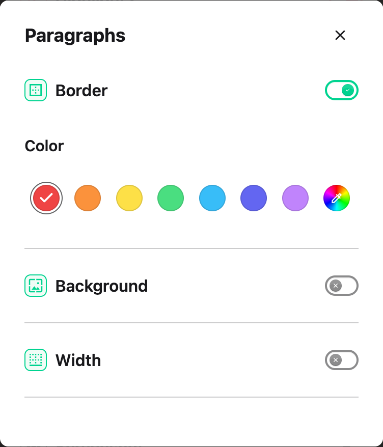 Paragraphs with Border enabled