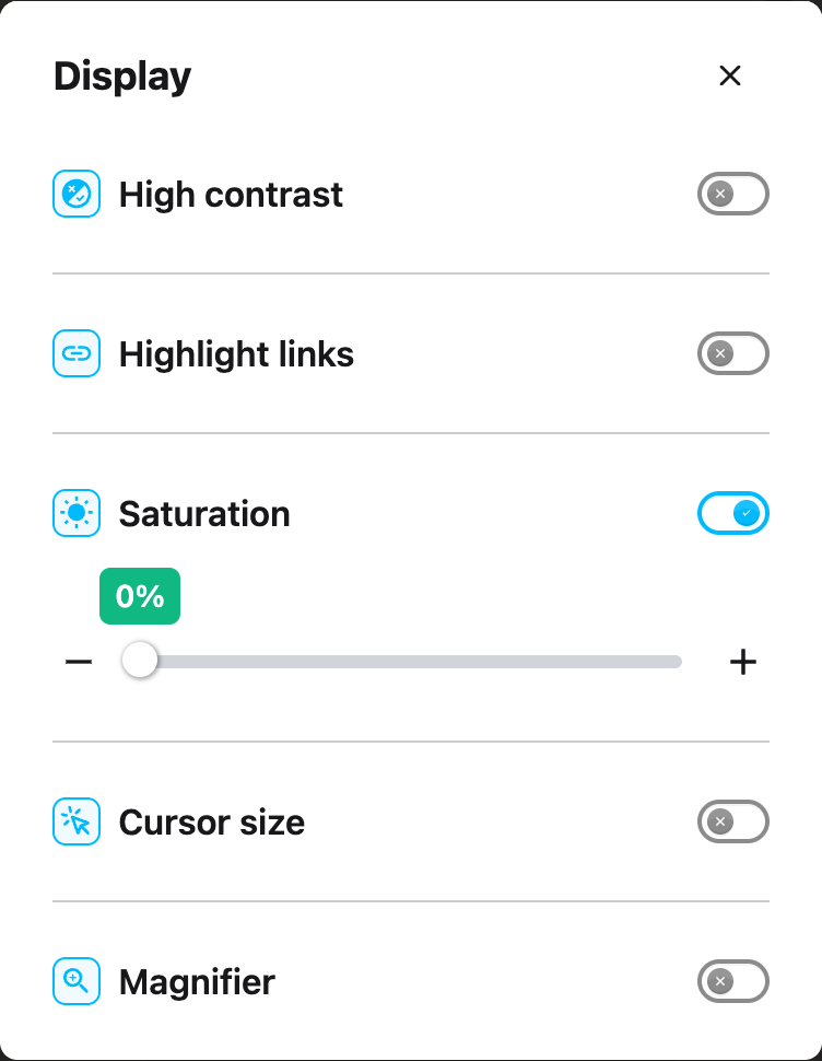 Display with Saturation enabled