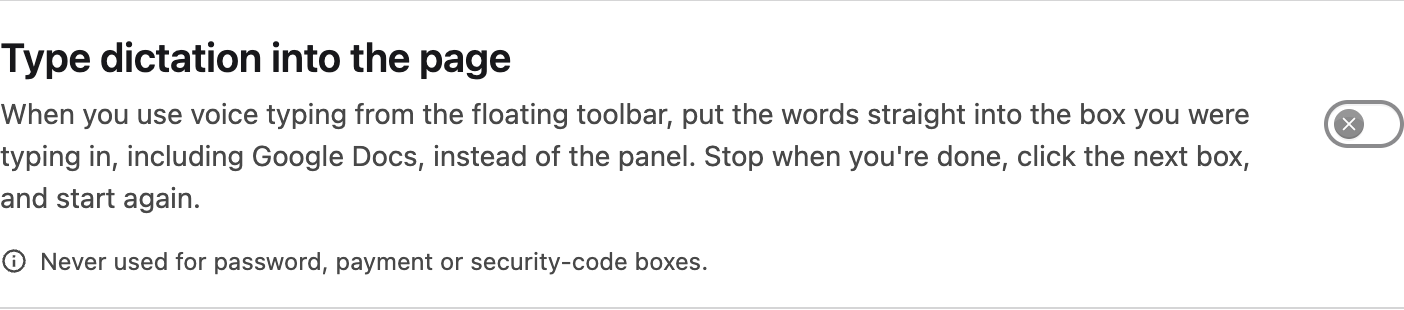 Direct-to-page dictation preference and its explanation