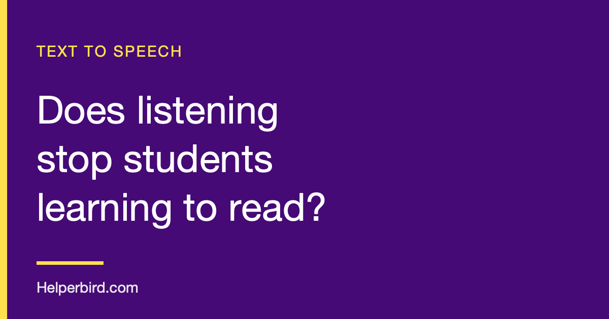 Does Text to Speech Replace Learning to Read? Does Text to Speech Replace Learning to Read?