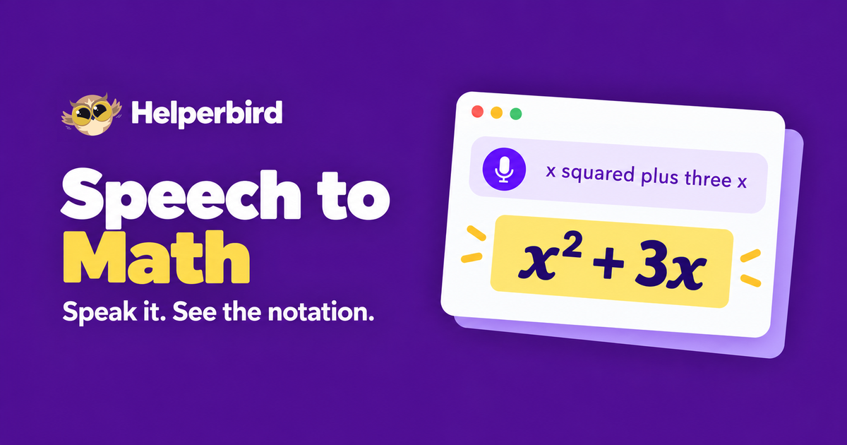 Long Math Speech Speech to Math | Dictate Maths, Chemistry & Physics - Helperbird